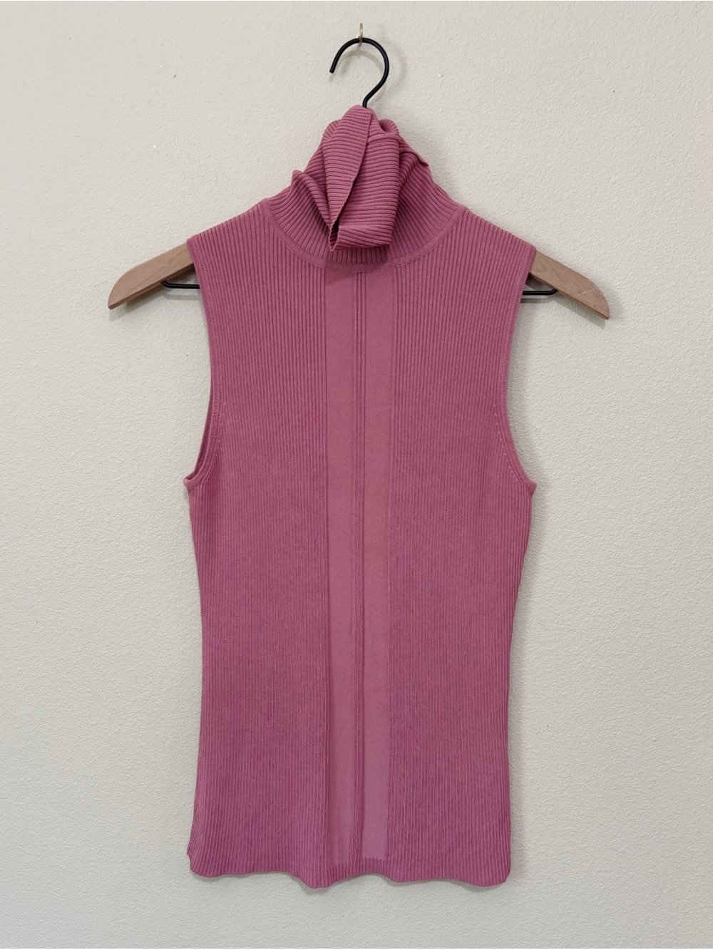 Vintage Georgiou Studio Size Large Rose Pink Knit Sleeveless Turtleneck Shirt